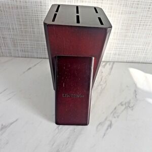 Knife Block 6-Slots Kitchen HQ Cherry / Mahogany Wood New! 8" x 8.5" x 4" BxQQ